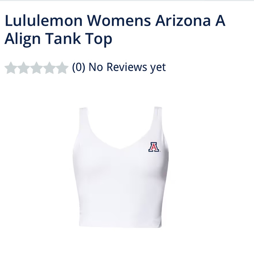 NWT Lululemon x UArizona A Align Tank Top